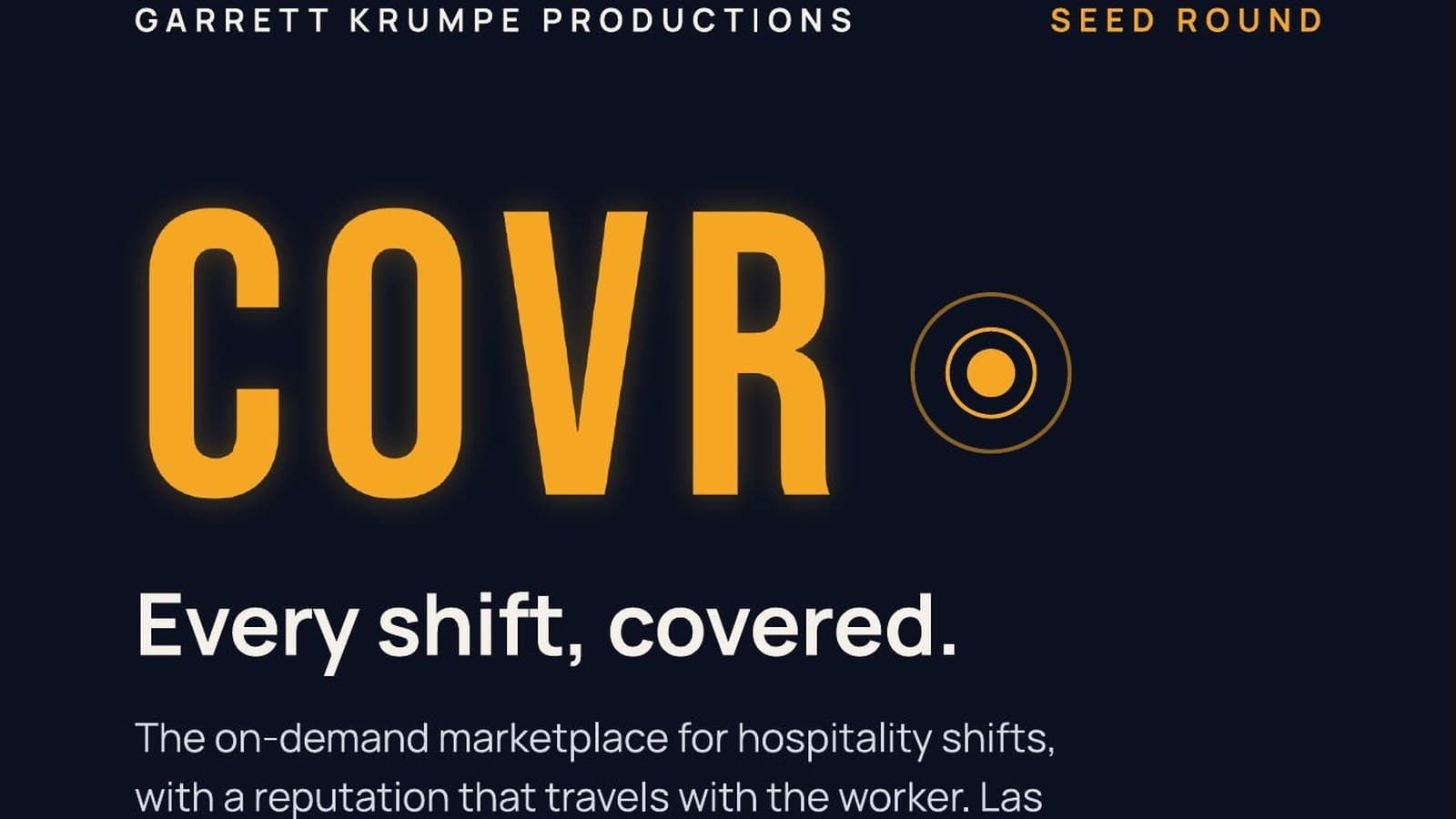 Deck cover: "COVR. Every shift, covered." in amber on navy