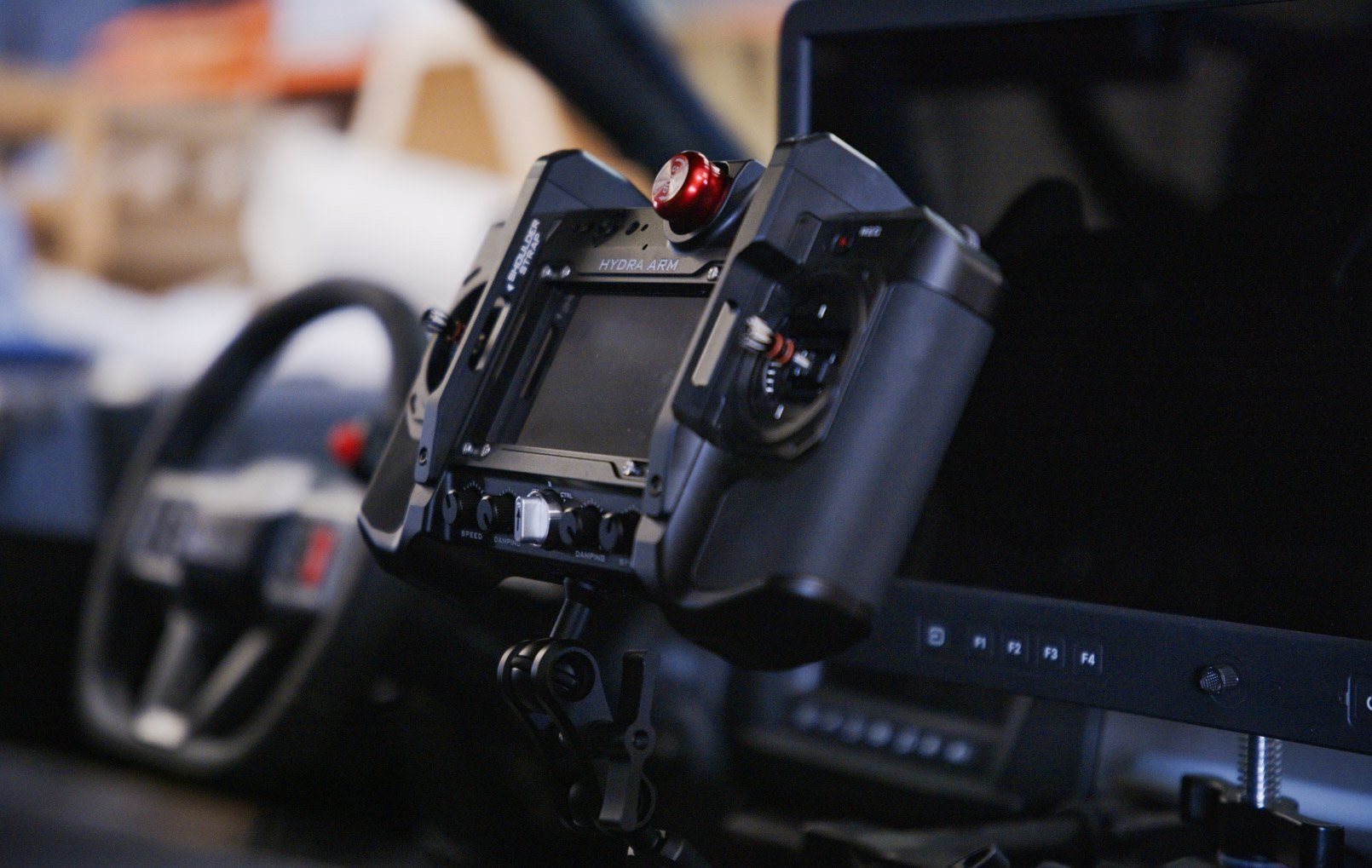 Camera monitor rigged to the dash of an off-road buggy