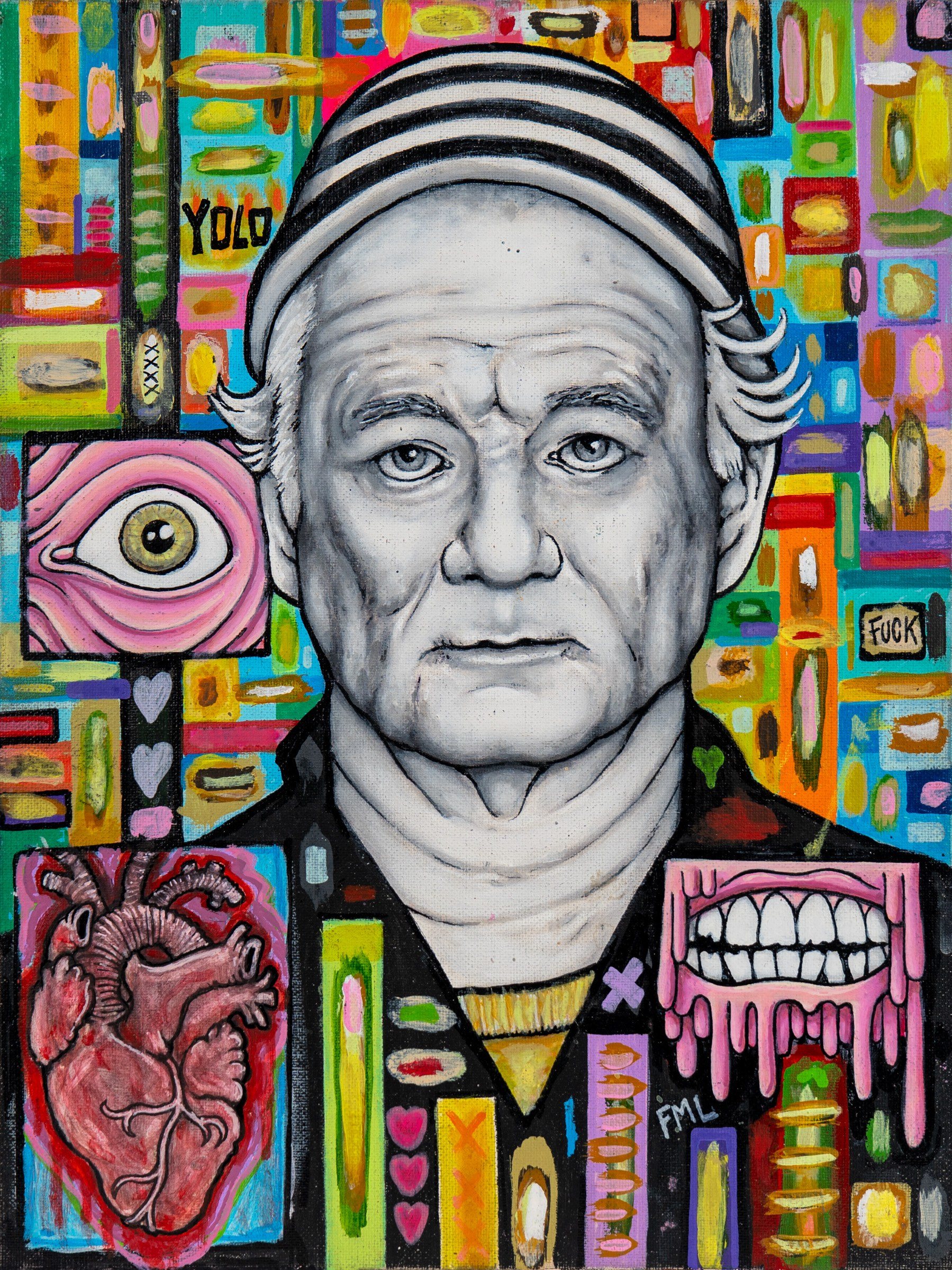 Pop-art portrait painting at the DefCon art show